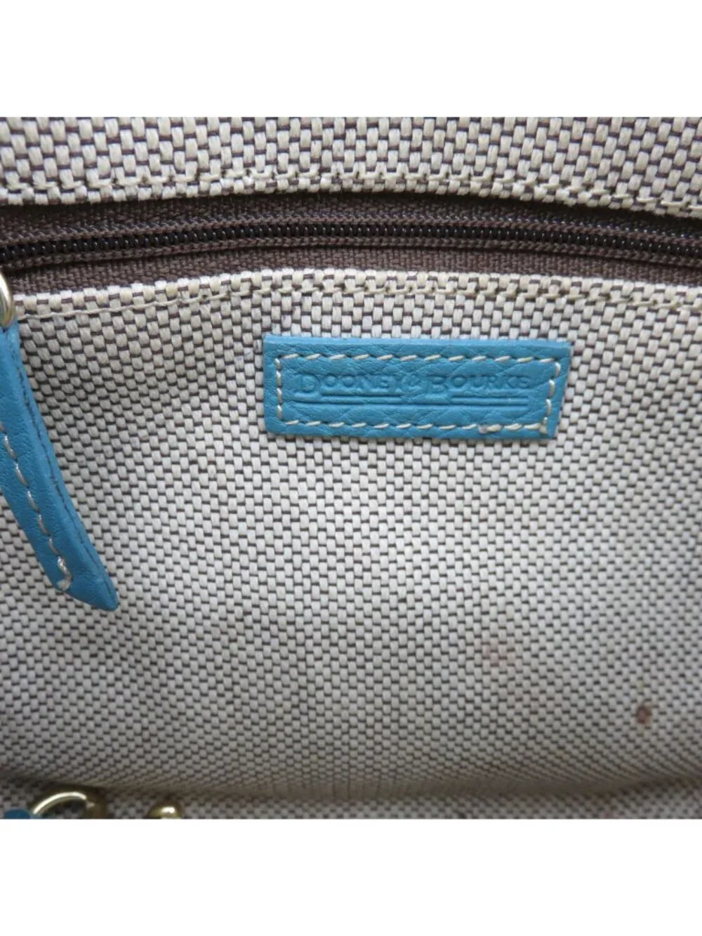 Dooney and Bourke Signature DB Logo Jacquard Hobo Shoulder Bag Blue Leather Y2K